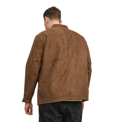 Cognac - Back - Jack And Jones Mens Plain Zip Pocket Jacket