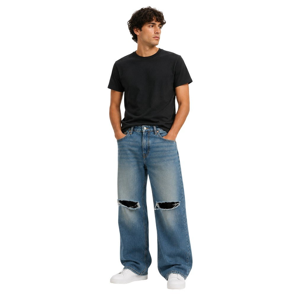 Vintage Wash - Side - Firetrap Mens Denim Ripped Straight Jeans