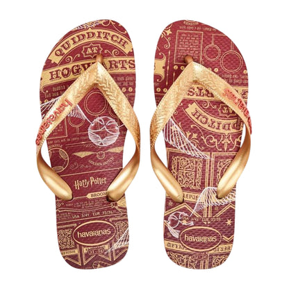 Mahogany - Side - Harry Potter Womens-Ladies Harry Potter Graphic Print Flat Flip Flops