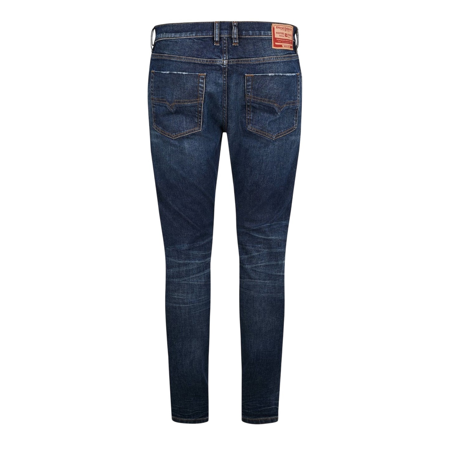 Dark Blue Washed - Back - Diesel Mens Denim 5 Pockets Straight Jeans