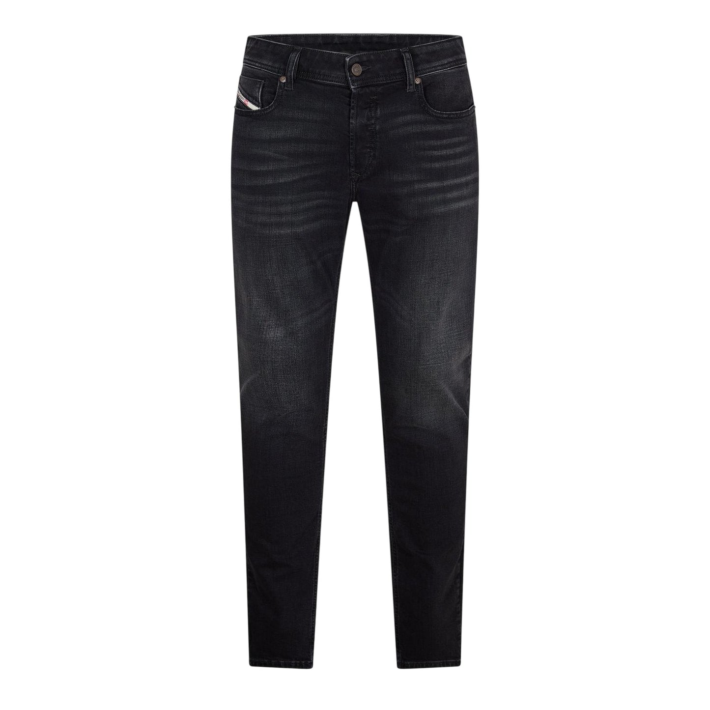 Black-Grey-Denim - Front - Diesel Mens Denim 5 Pockets Straight Jeans