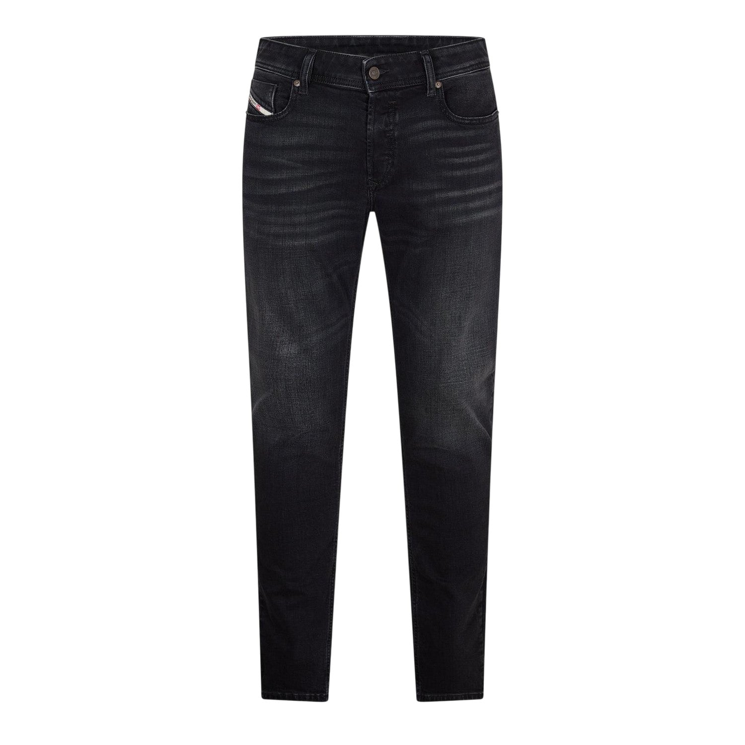 Black-Grey-Denim - Front - Diesel Mens Denim 5 Pockets Straight Jeans
