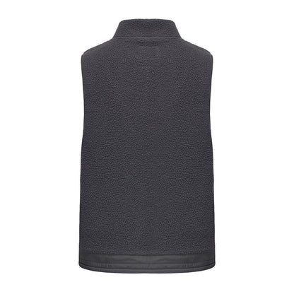 Dark Grey - Back - SoulCal Mens Quilted Fleece Mock Neck Gilet