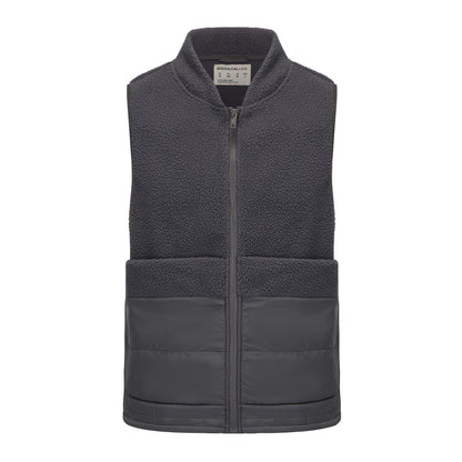 Dark Grey - Front - SoulCal Mens Quilted Fleece Mock Neck Gilet
