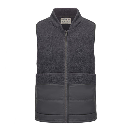 Dark Grey - Front - SoulCal Mens Quilted Fleece Mock Neck Gilet