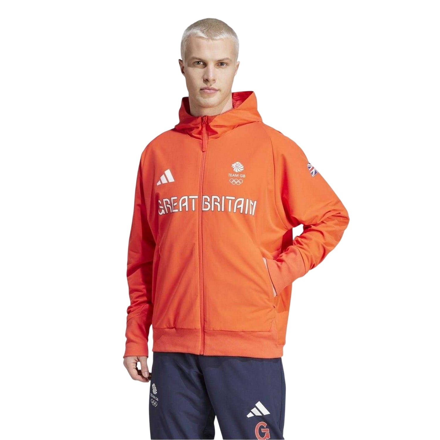 Red - Lifestyle - Adidas Mens Z.N.E. Team GB Full Zip Hoodie
