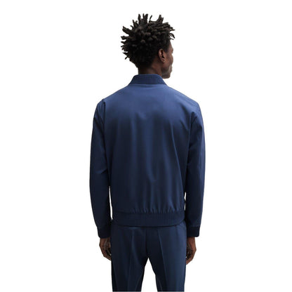 Navy - Back - Boss Mens Zip Pocket Regular Bomber Jacket