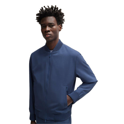 Navy - Side - Boss Mens Zip Pocket Regular Bomber Jacket
