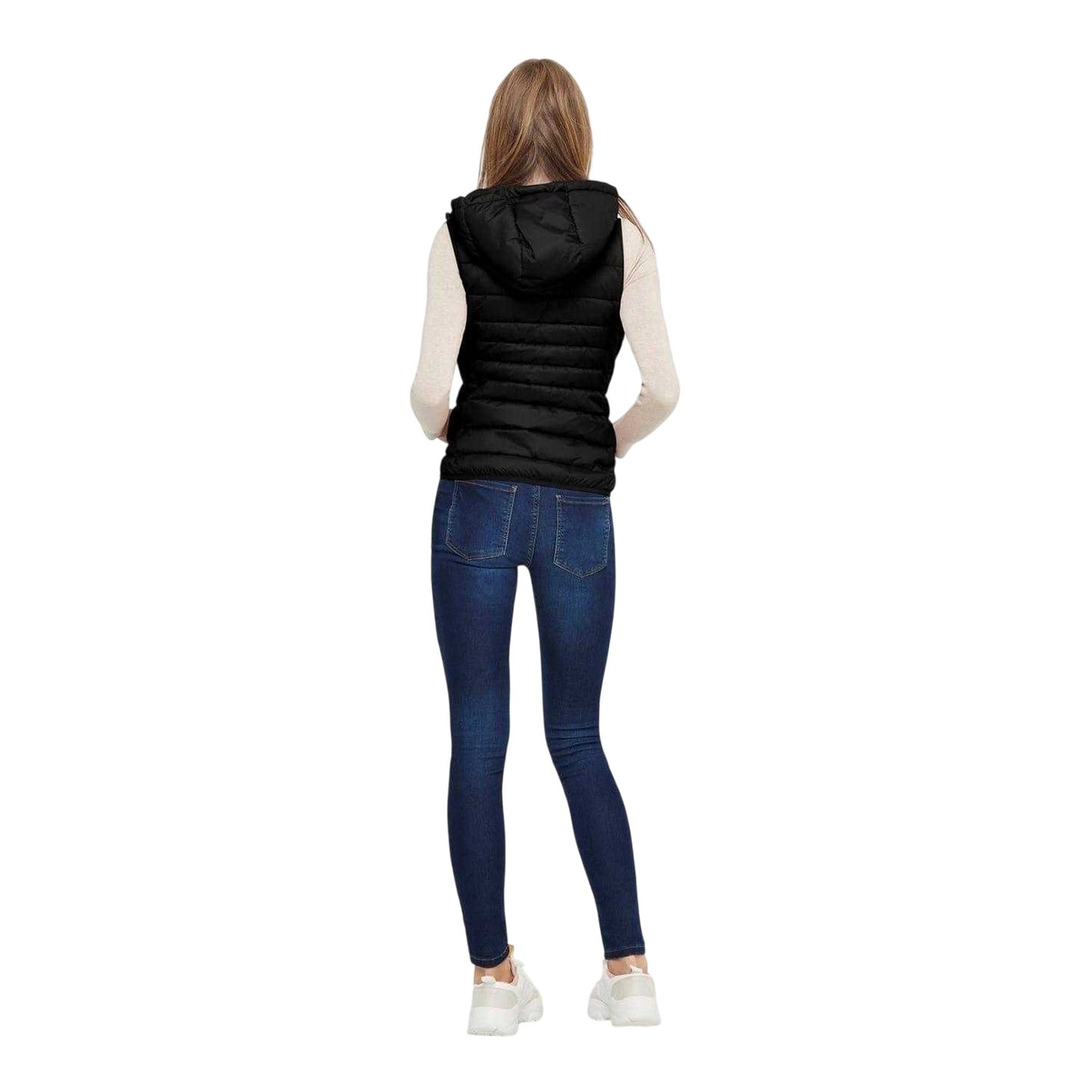 Black - Back - Only Womens-Ladies Tahoe Quilted Hooded Gilet