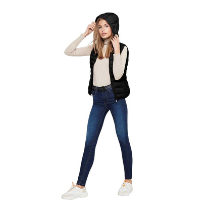 Black - Lifestyle - Only Womens-Ladies Tahoe Quilted Hooded Gilet
