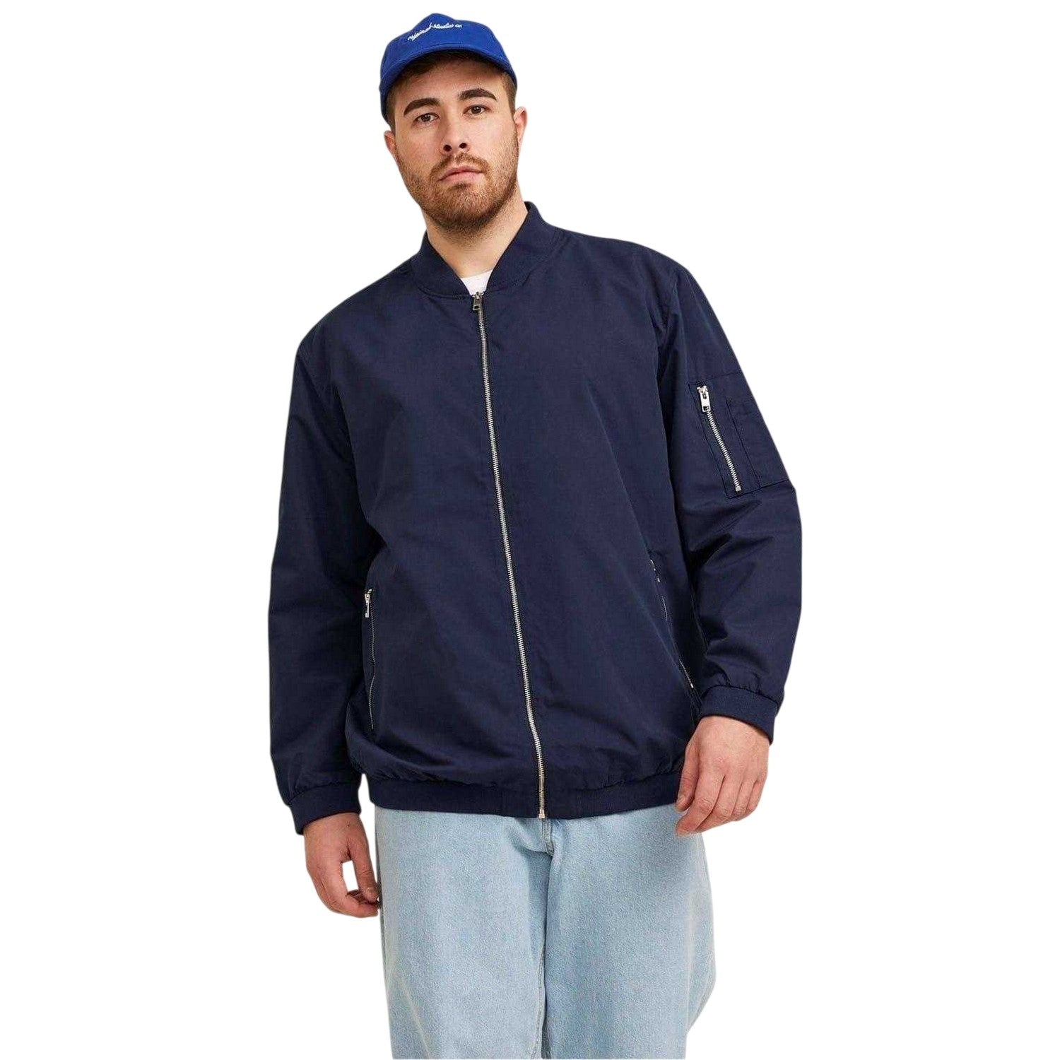 Navy Blazer - Side - Jack And Jones Mens Rush Plus Bomber Jacket