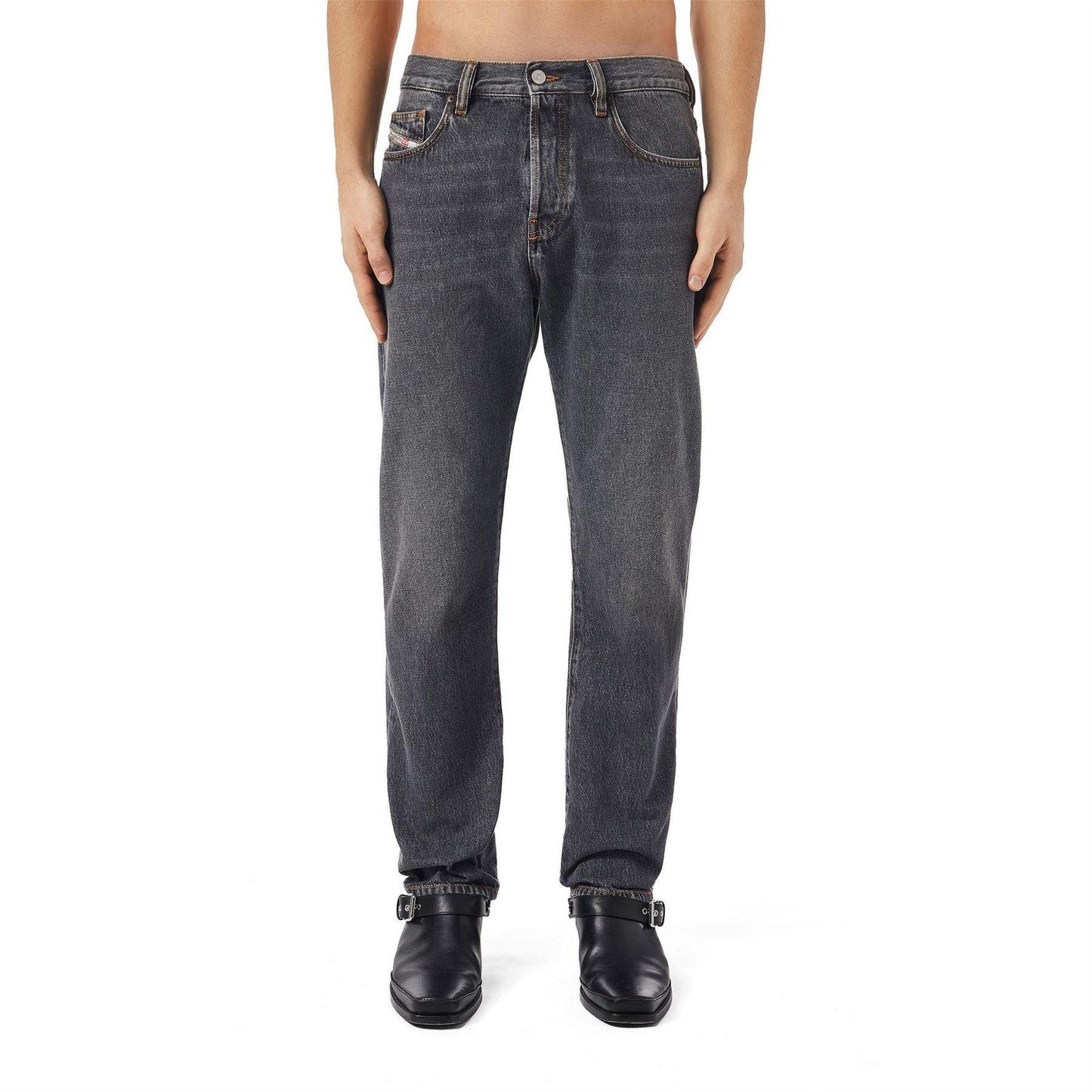 Black - Back - Diesel Mens Viker Straight Jeans