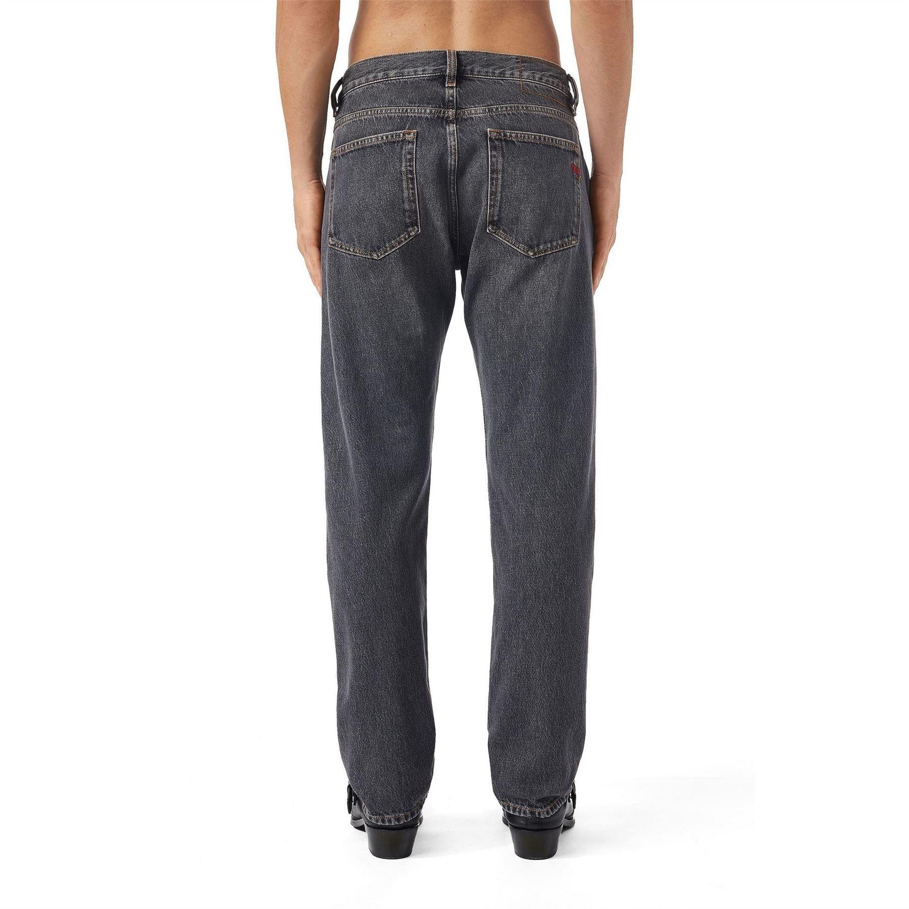 Black - Side - Diesel Mens Viker Straight Jeans