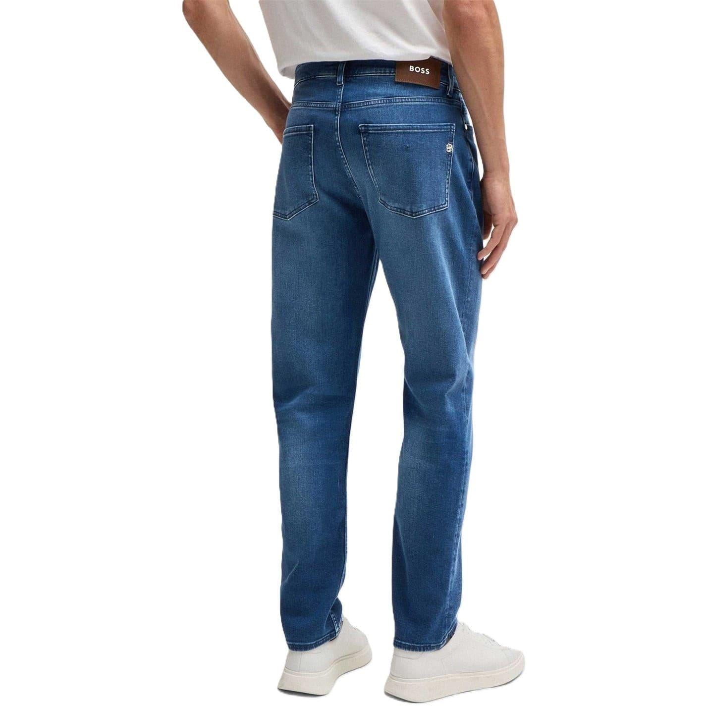 Medium Blue - Back - Boss Mens 5 Pockets Jeans