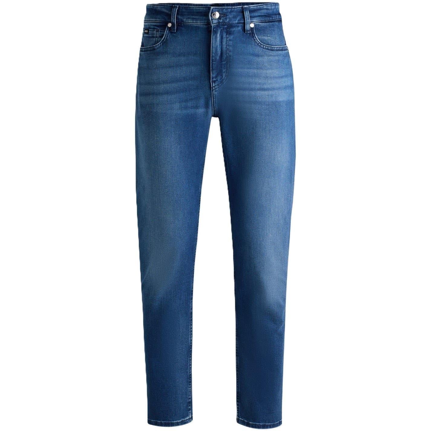 Medium Blue - Front - Boss Mens 5 Pockets Jeans