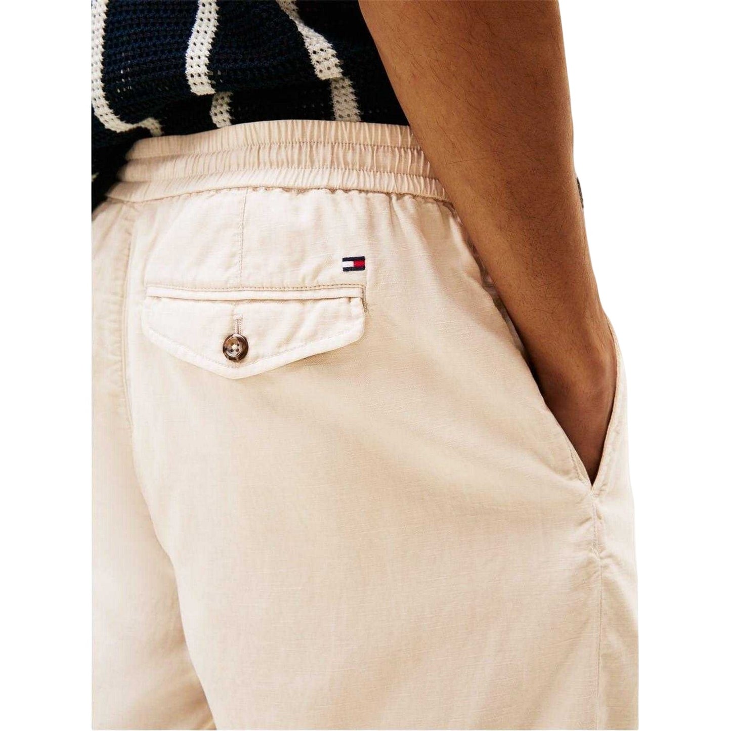Beige - Side - Tommy Hilfiger Mens Washed Shorts