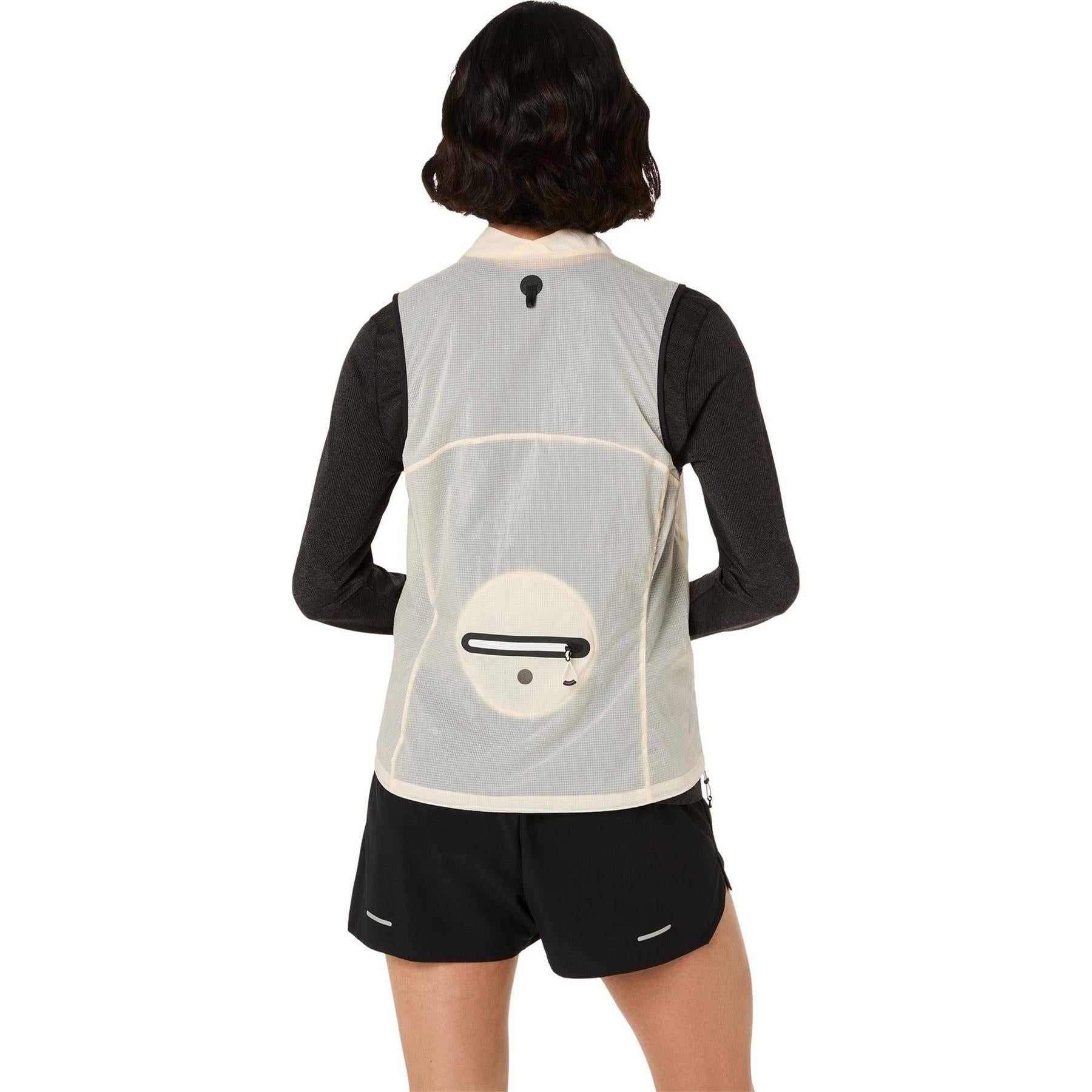 Cream - Back - Asics Womens-Ladies Metarun Lightweight Packable Gilet