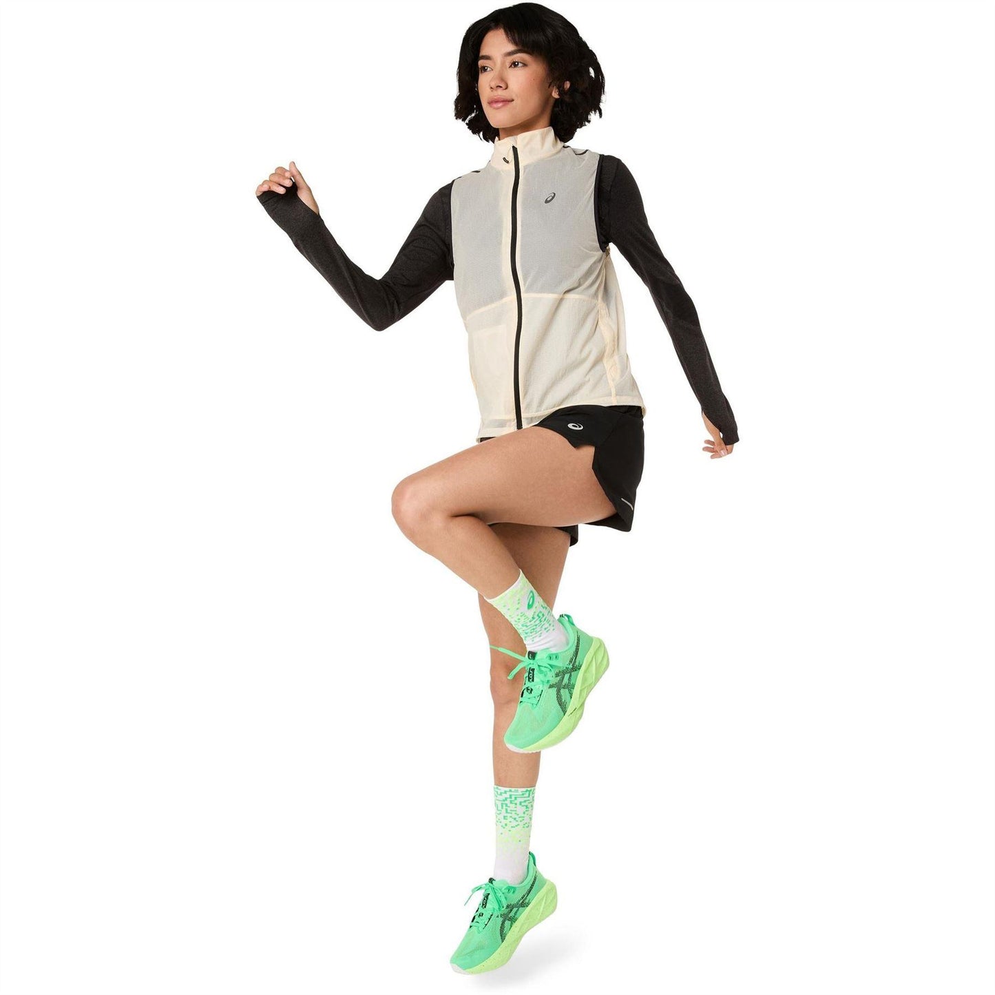 Cream - Pack Shot - Asics Womens-Ladies Metarun Lightweight Packable Gilet