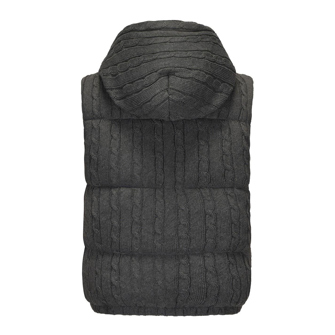 Dark Grey - Back - SoulCal Mens Cable Knit Hooded Gilet