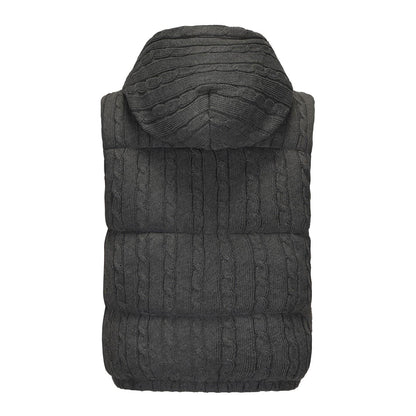 Dark Grey - Back - SoulCal Mens Cable Knit Hooded Gilet