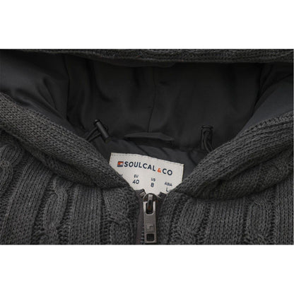 Dark Grey - Side - SoulCal Mens Cable Knit Hooded Gilet