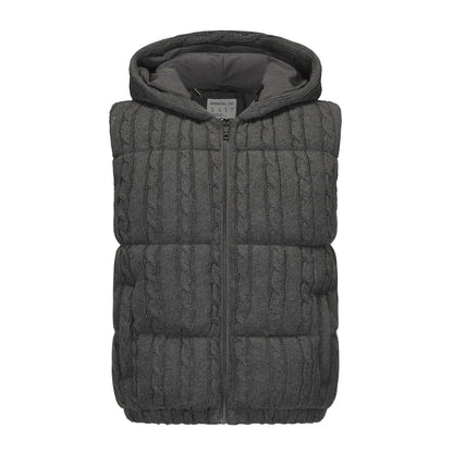 Dark Grey - Front - SoulCal Mens Cable Knit Hooded Gilet