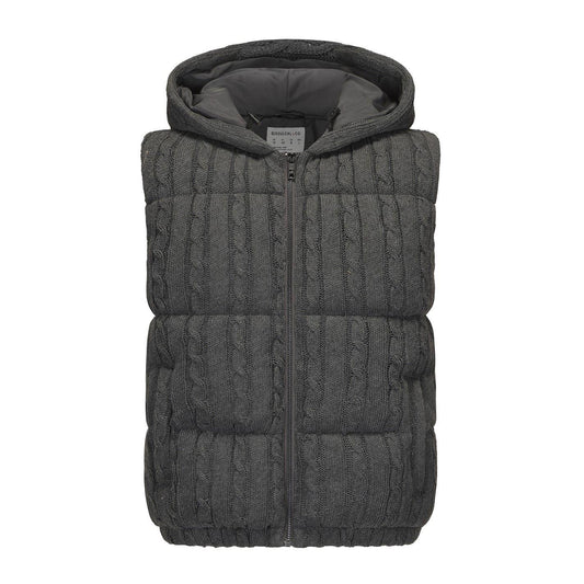 Dark Grey - Front - SoulCal Mens Cable Knit Hooded Gilet