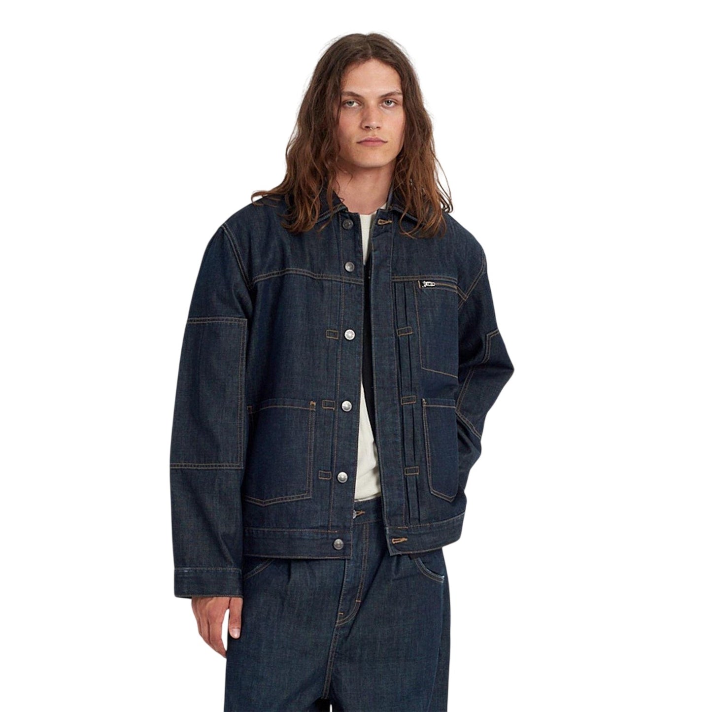 Blue - Side - The Ragged Priest Mens Control Relaxed Fit Denim Jacket