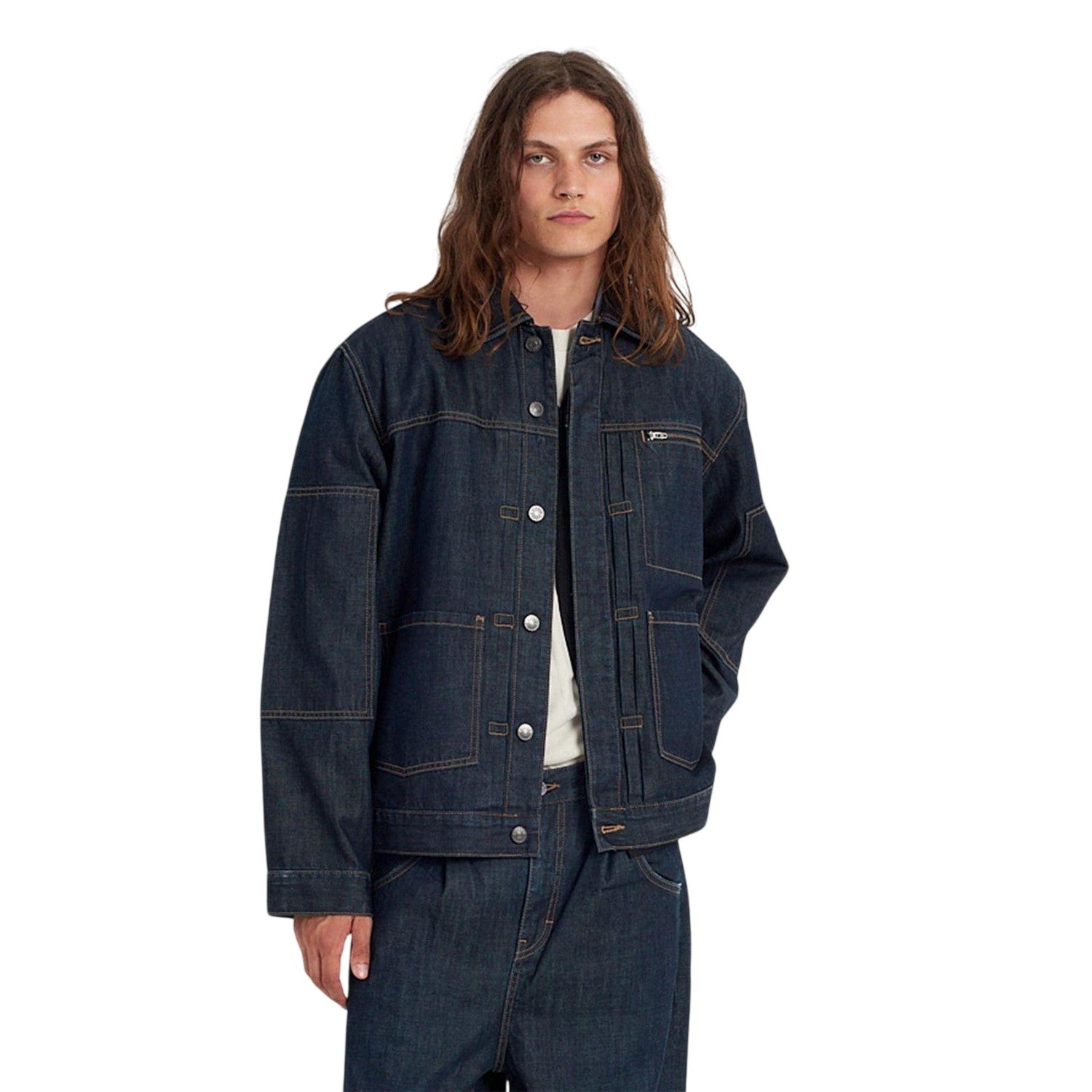 Blue - Side - The Ragged Priest Mens Control Relaxed Fit Denim Jacket