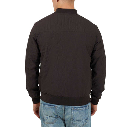Brown - Back - Brave Soul Mens Seersucker Bomber Jacket