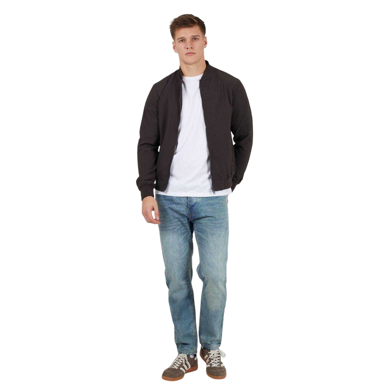 Brown - Lifestyle - Brave Soul Mens Seersucker Bomber Jacket