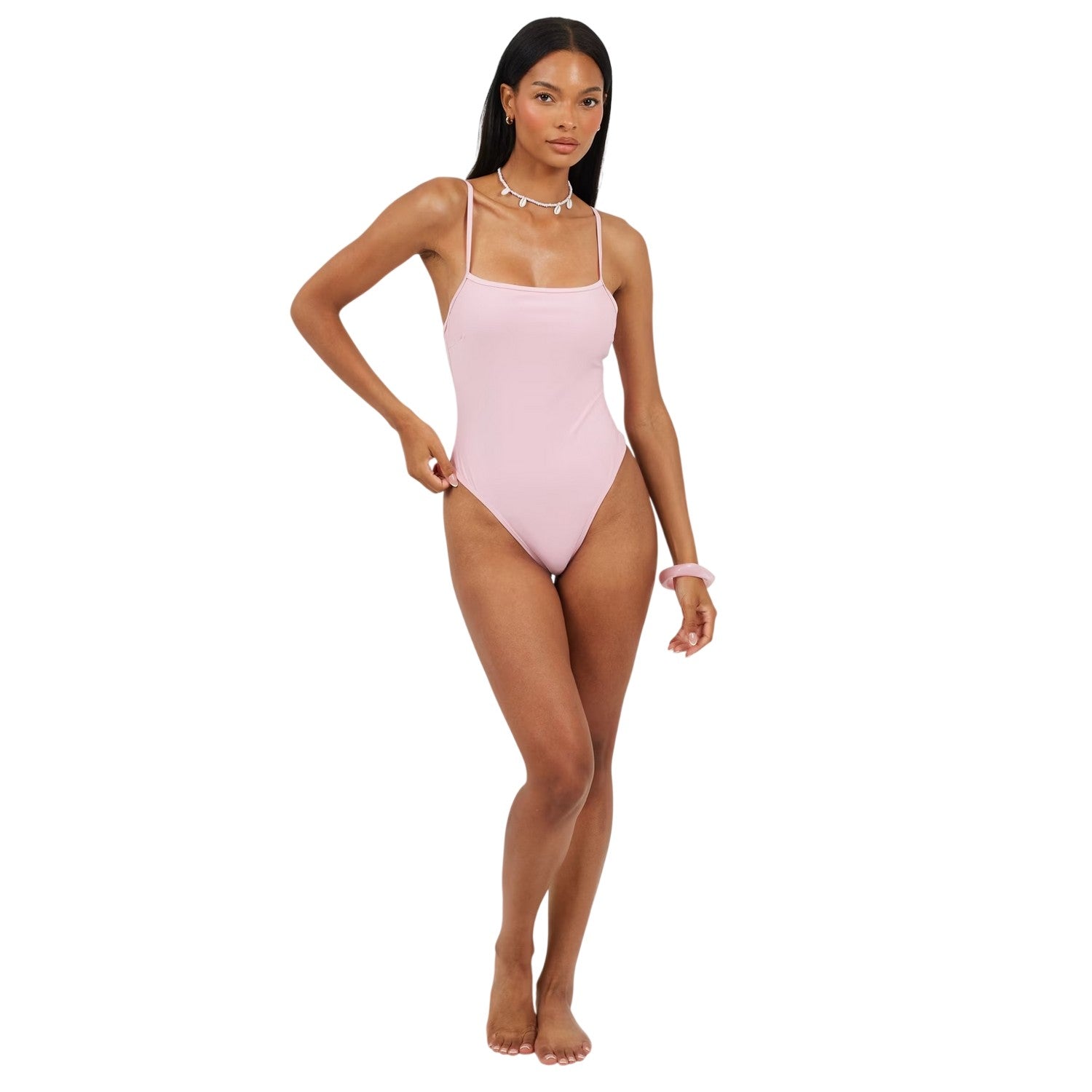 Pink - Lifestyle - Brave Soul Womens-Ladies Plain One Piece Swimsuit