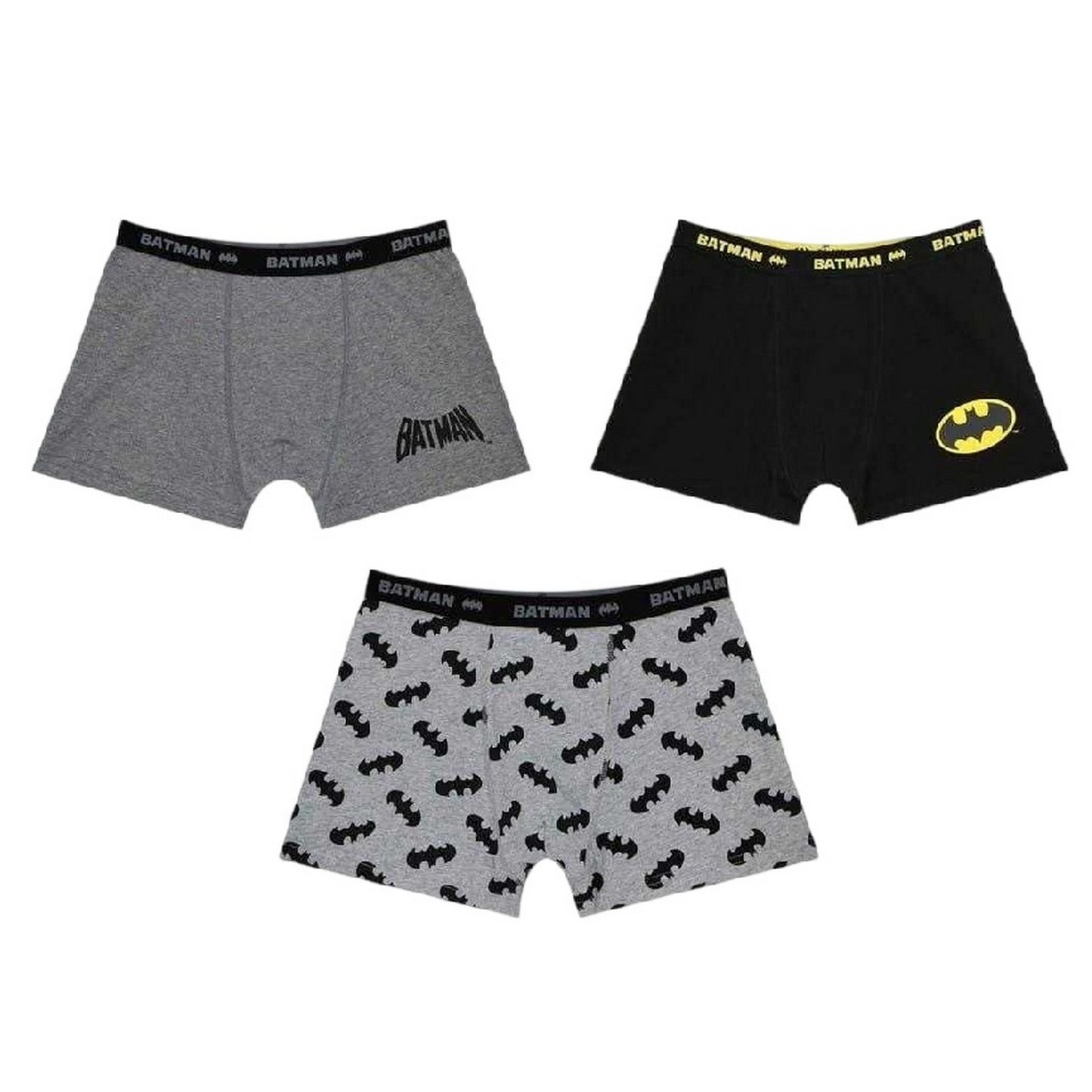 Grey-Black - Front - Batman Boys Cotton Boxer Shorts (Pack of 3)