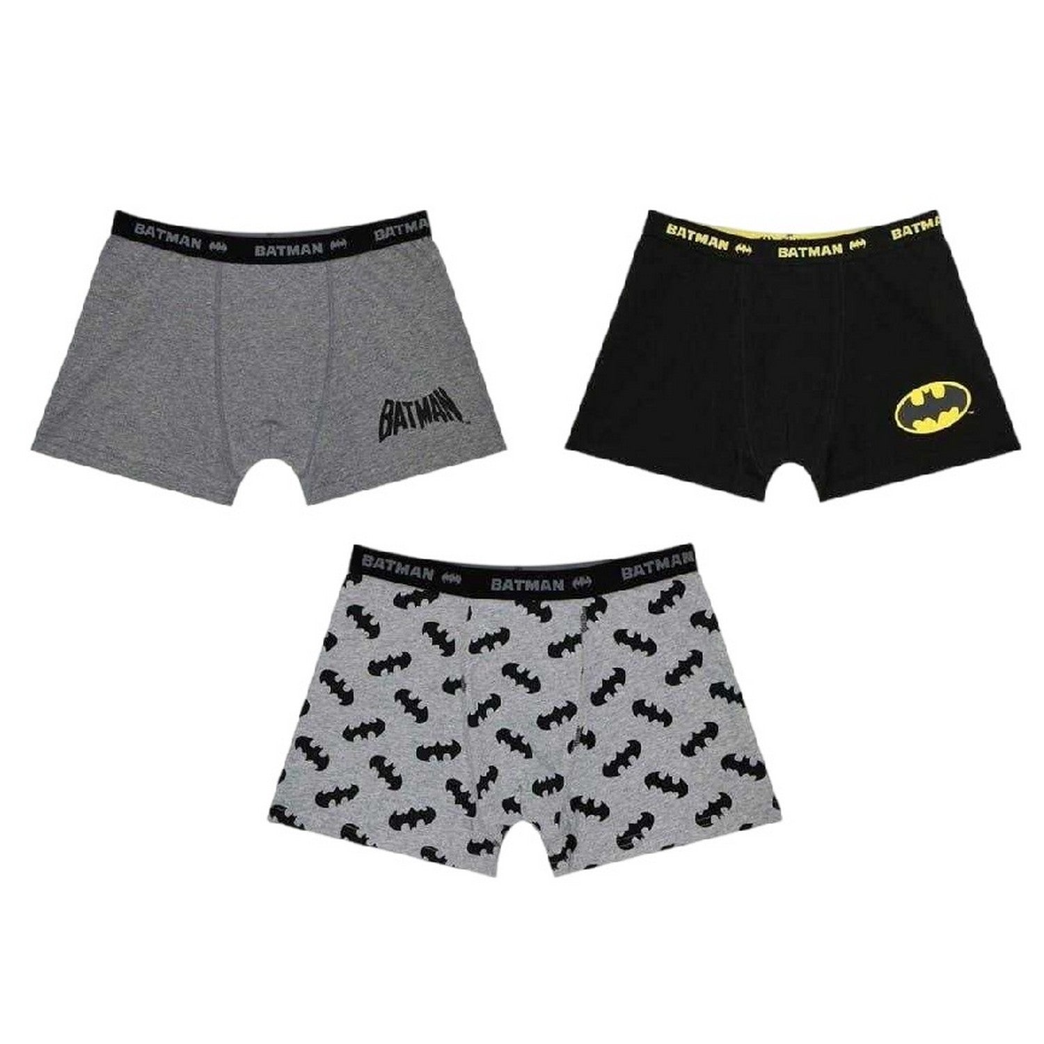 Grey-Black - Front - Batman Boys Cotton Boxer Shorts (Pack of 3)