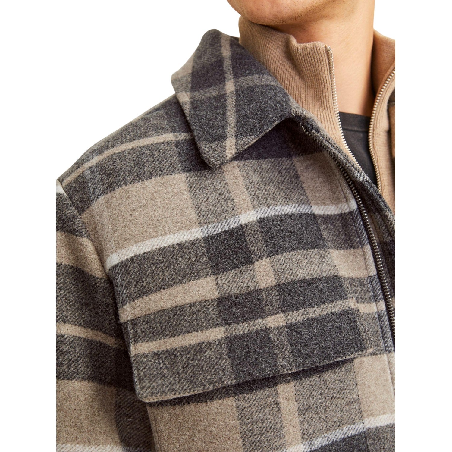 High Rise Grey - Side - Jack And Jones Mens Russel Wool Blend Jacket