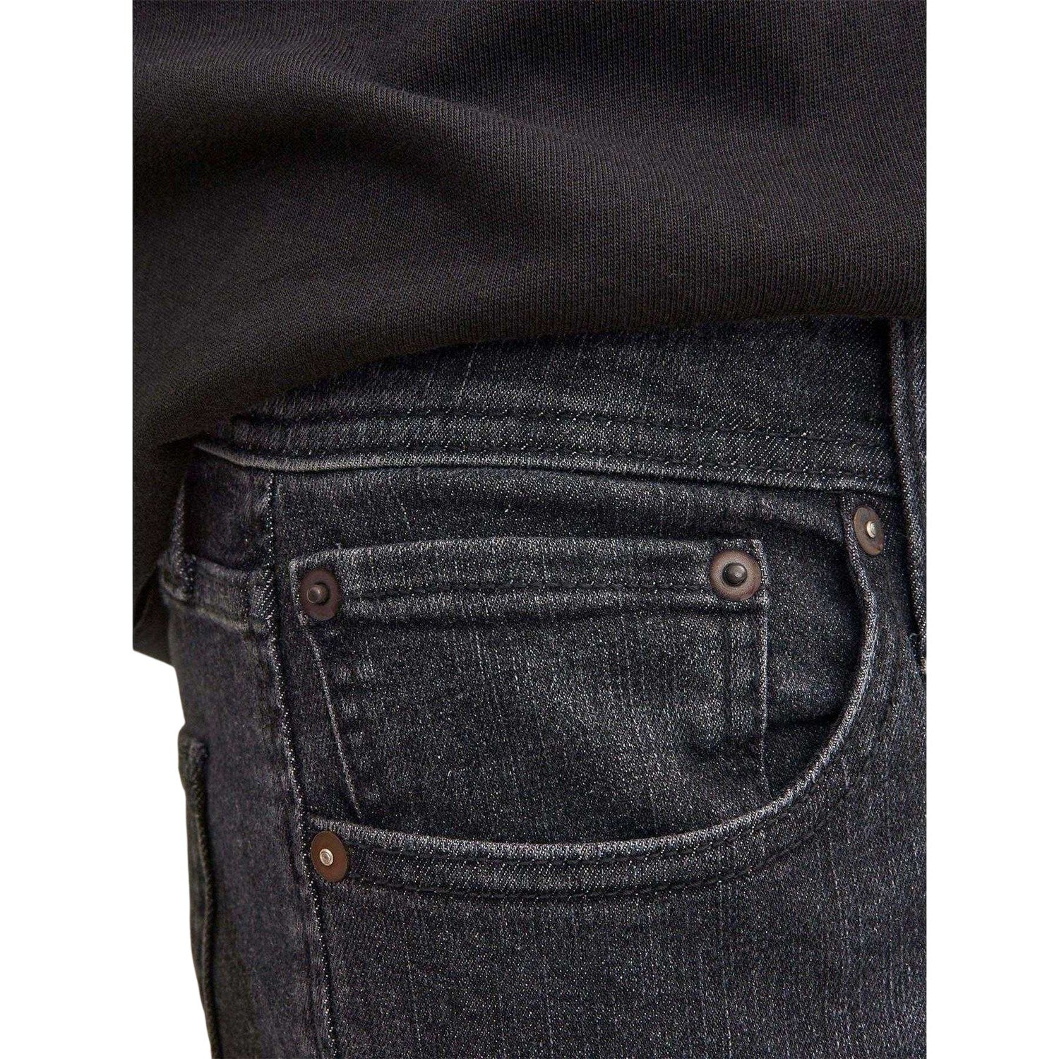 Black Denim - Side - Jack And Jones Mens Glenn Original Denim Slim Jeans