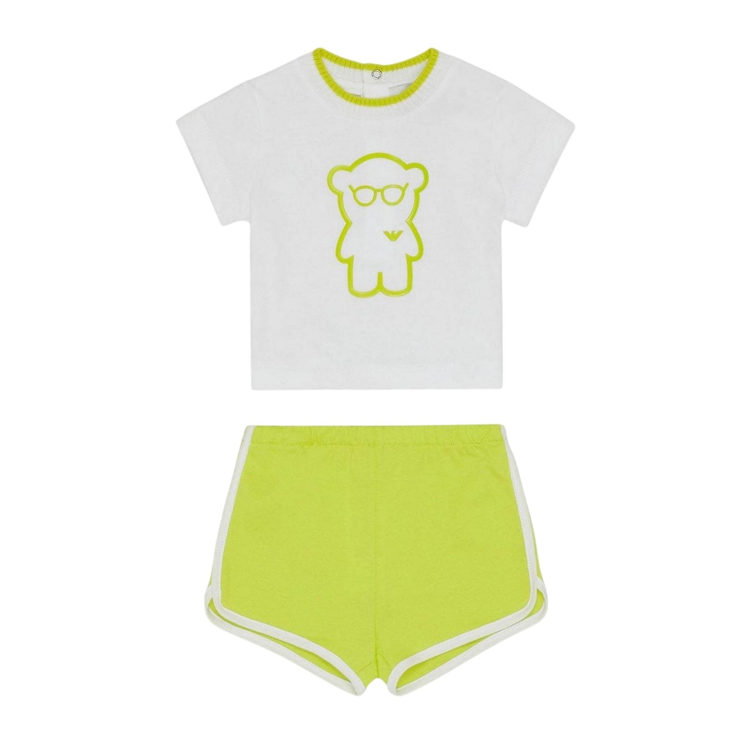 White - Front - Emporio Armani EA7 Baby Shirt And Shorts Set