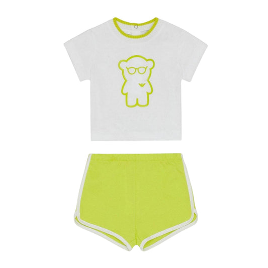White - Front - Emporio Armani EA7 Baby Shirt And Shorts Set