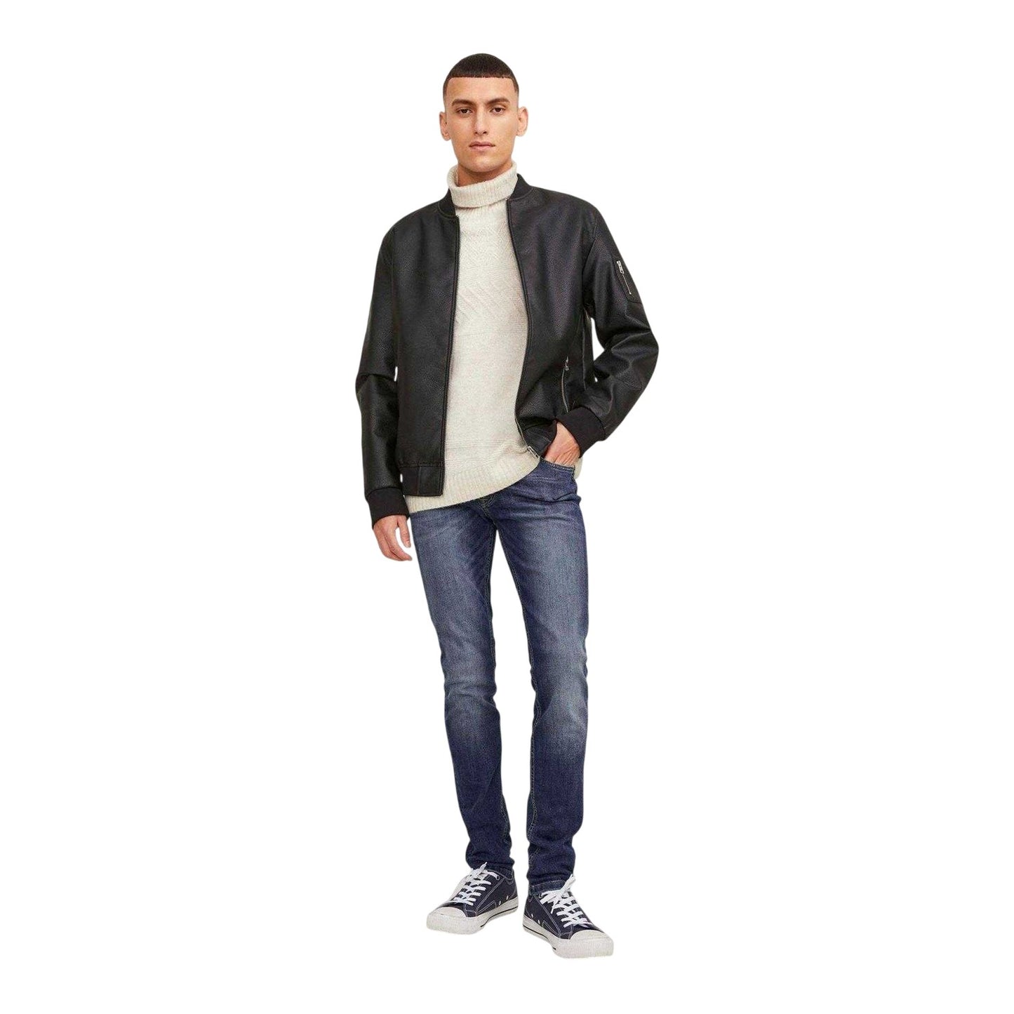 Blue Denim - Lifestyle - Jack And Jones Mens Liam 5 Pockets Slim Jeans