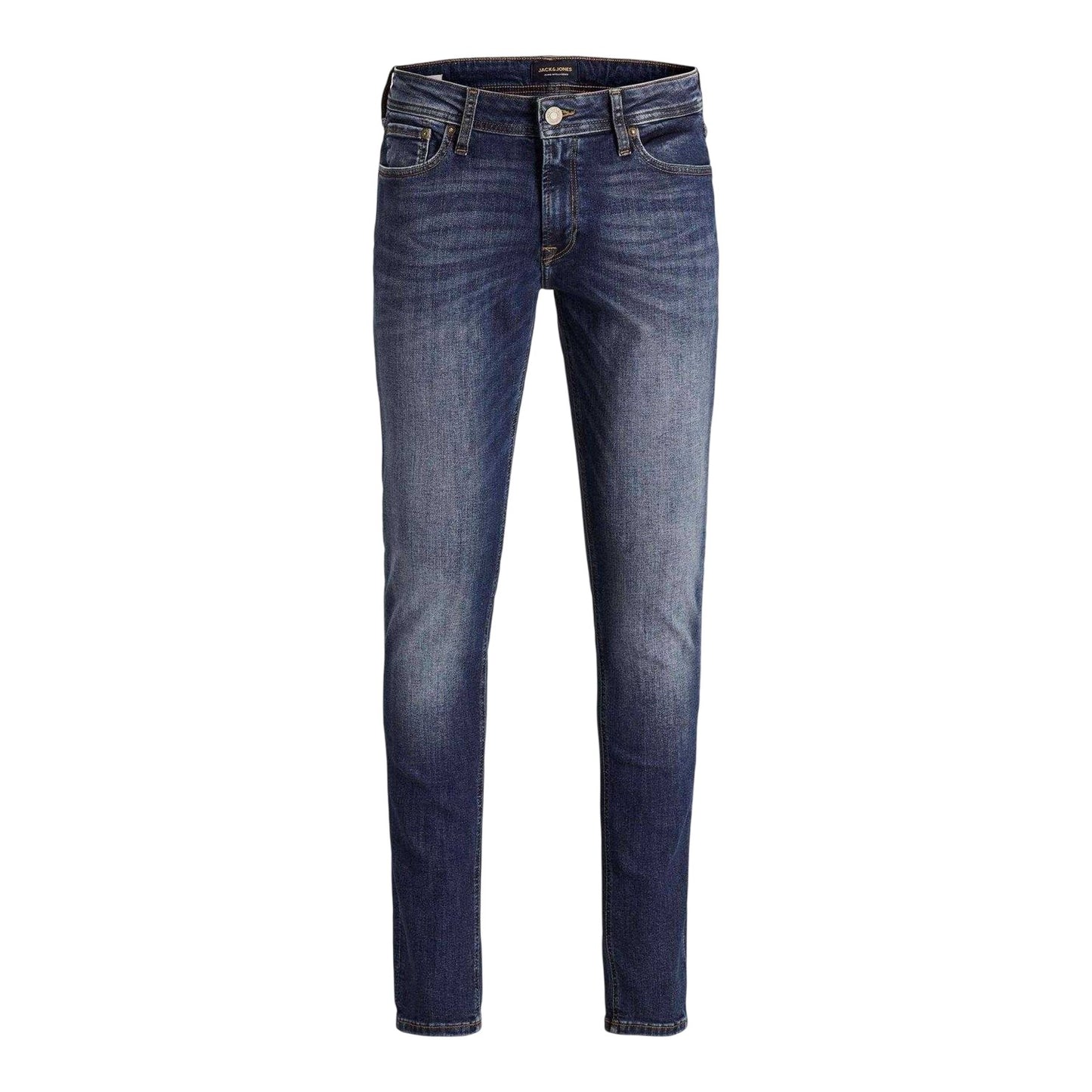 Blue Denim - Front - Jack And Jones Mens Liam 5 Pockets Slim Jeans