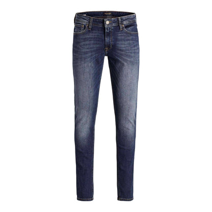 Blue Denim - Front - Jack And Jones Mens Liam 5 Pockets Slim Jeans