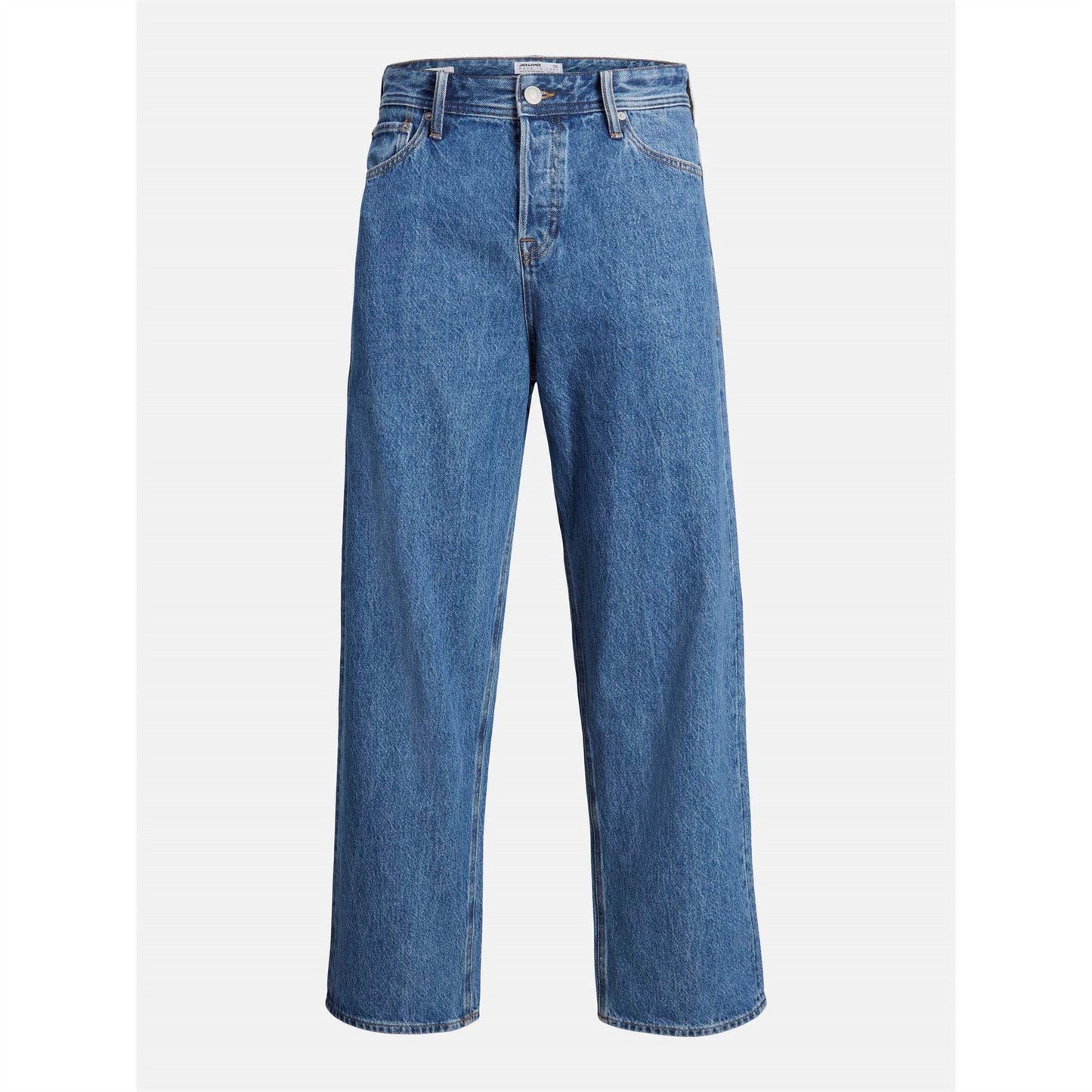 Dark Blue-Denim - Front - Jack And Jones Mens Alex Wide Leg Jeans