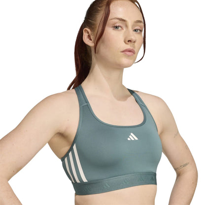 Teal - Side - Adidas Womens-Ladies Medium Support Sports Bra