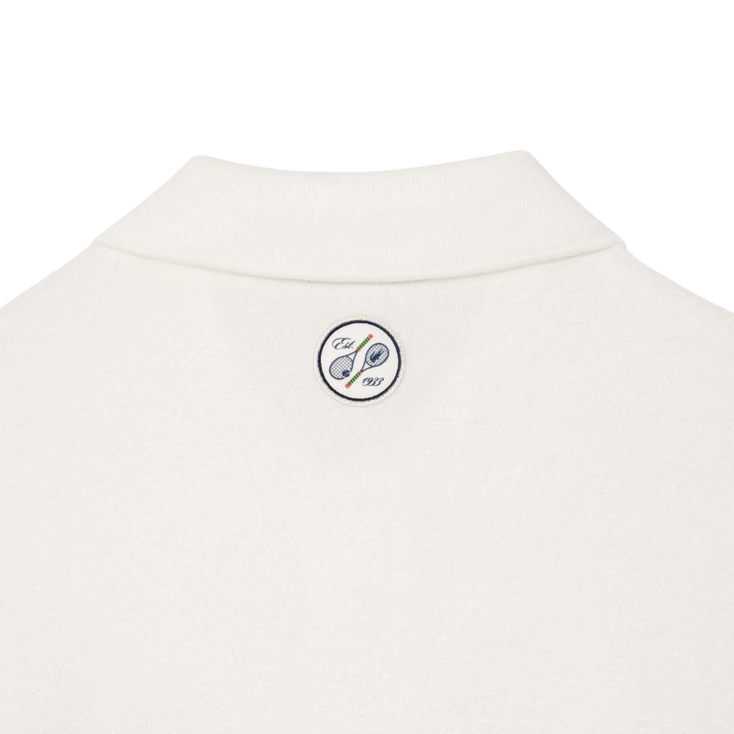 Cream - Back - Lacoste Mens Roland Garros Edition Terrycloth Relaxed Fit Polo Shirt