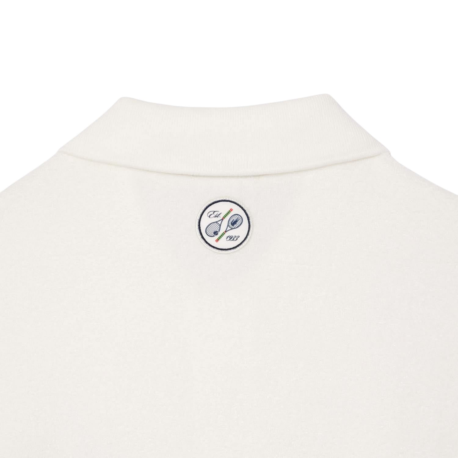 Cream - Back - Lacoste Mens Roland Garros Edition Terrycloth Relaxed Fit Polo Shirt