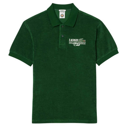 Green - Front - Lacoste Mens Roland Garros Edition Terrycloth Relaxed Fit Polo Shirt