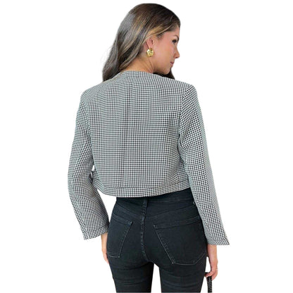 Black-White - Back - AX Paris Womens-Ladies Houndstooth Double-Breasted Tailored Jacket