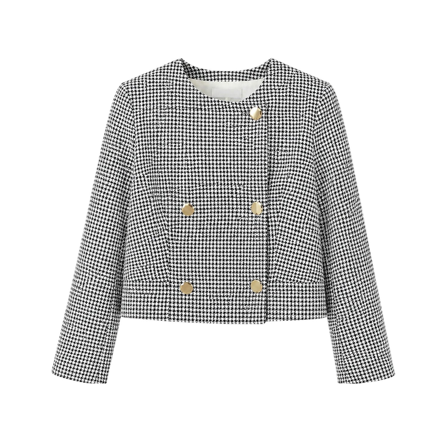 Black-White - Front - AX Paris Womens-Ladies Houndstooth Double-Breasted Tailored Jacket