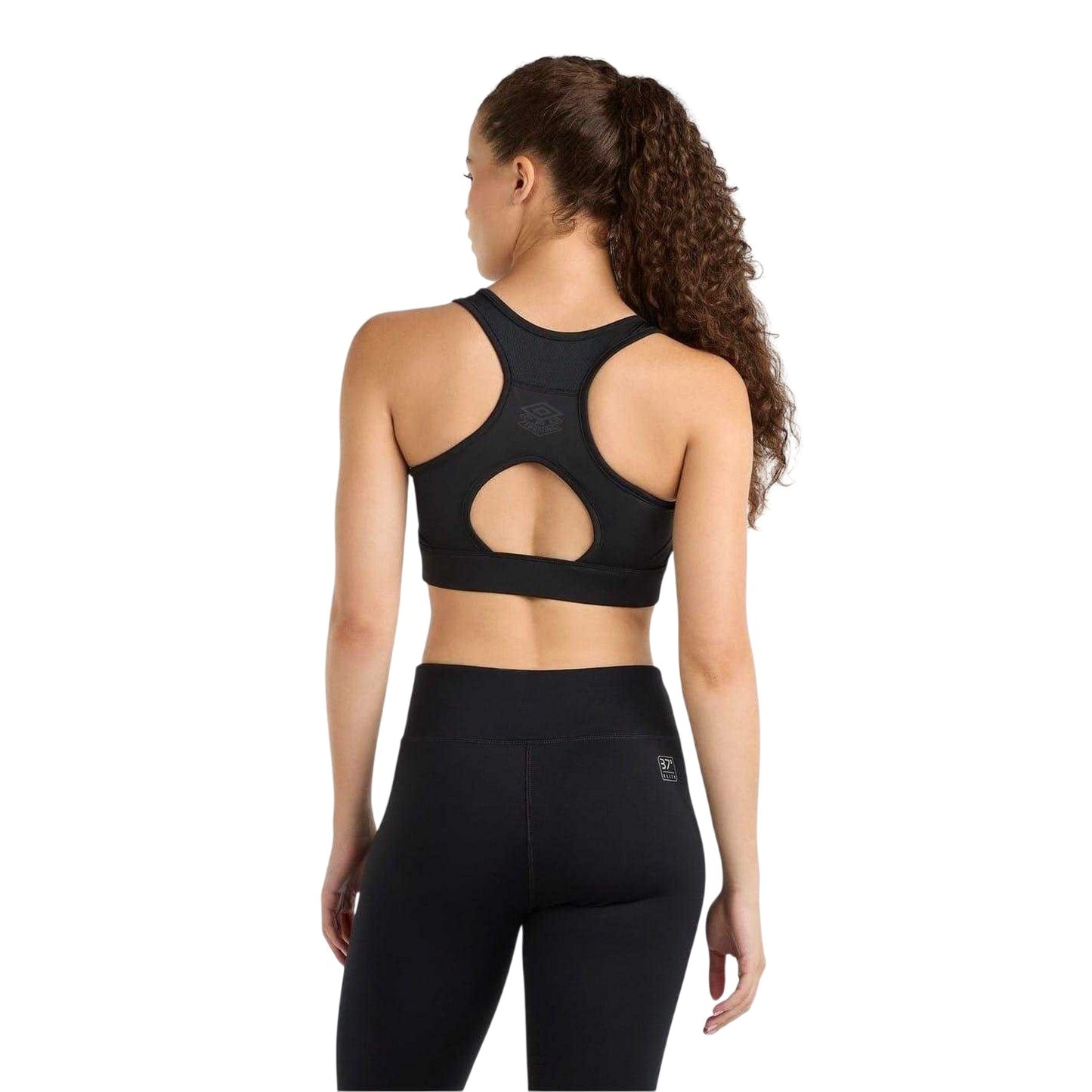 Black - Back - Umbro Womens-Ladies Pro Cropped Training Sports Bra
