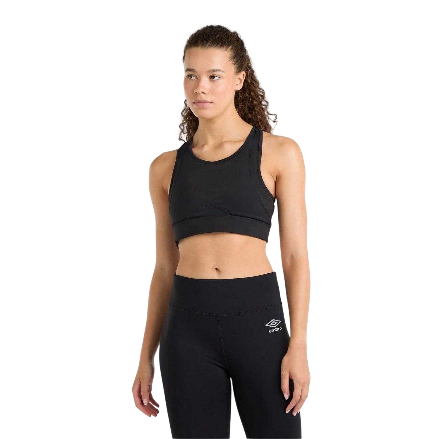 Black - Side - Umbro Womens-Ladies Pro Cropped Training Sports Bra